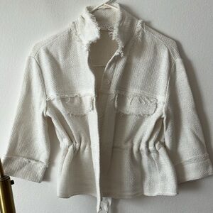White linen cropped jacket XS